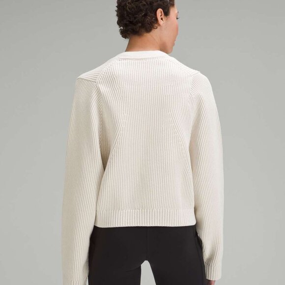lululemon Lululemon Cotton-Blend Crewneck Cardigan Bone Large - Picture 2 of 7